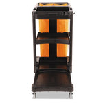 Load image into Gallery viewer, Multi-shelf Cleaning Cart, Plastic, 4 Shelves, 1 Bin, 20&quot; X 45&quot; X 38.25&quot;, Black
