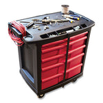 Load image into Gallery viewer, Five-drawer Mobile Workcenter, 32.63w X 19.9d X 33.5h, Black Plastic Top
