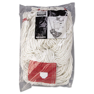 Web Foot Wet Mop Head, Shrinkless, Cotton/synthetic, White, Large, 6/carton