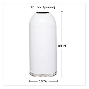 Open Top Dome Receptacle, 15 Gal, Steel, White, Ships In 1-3 Business Days