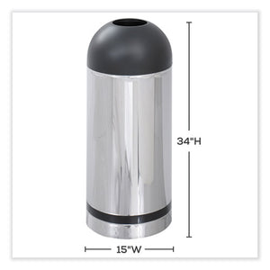 Waste Receptacle, 15 Gal, Steel, Stainless Steel/black, Ships In 1-3 Business Days