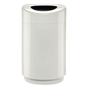 Open Top Round Waste Receptacle, 30 Gal, Steel, White, Ships In 1-3 Business Days