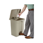 Load image into Gallery viewer, Large Capacity Plastic Step-on Receptacle, 17 Gal, Plastic, Tan
