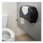 Load image into Gallery viewer, Twin 9&quot; Jumbo Bath Tissue Dispenser, Summit, 20.07 X 5.88 X 11.9, Black/faux Stainless Steel
