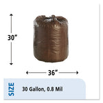 Load image into Gallery viewer, Controlled Life-cycle Plastic Trash Bags, 30 Gal, 0.8 Mil, 30&quot; X 36&quot;, Brown, 60/box
