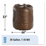 Load image into Gallery viewer, Controlled Life-cycle Plastic Trash Bags, 39 Gal, 1.1 Mil, 33&quot; X 44&quot;, Brown, 40/box
