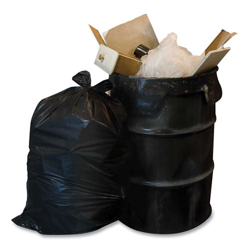 Heavy-duty Low-density Wing Tie Contractor Bags, 55 Gal, 3 Mil, 35.75 X 53.88, Black, 15 Bags/roll, 4 Rolls/carton