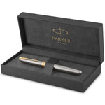 Load image into Gallery viewer, Personalized Parker Sonnet Rollerball Pen – Stainless Steel &amp; 23K Gold | Engraved Parker Pen | Luxury Executive Gift
