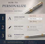 Load image into Gallery viewer, Personalized Parker Sonnet Ballpoint Pen, Engraved Stainless Steel Gold Trim, Executive Gift Box
