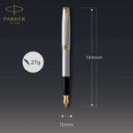 Load image into Gallery viewer, Personalized Parker Sonnet Fountain Pen, Brushed Stainless Steel, Gold Trim, Engraved Gift
