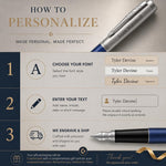 Load image into Gallery viewer, Personalized Parker Jotter Royal Blue Fountain Pen – Engraved Parker Pen, Custom Gift for Graduation, Teacher, Executive &amp; Professional
