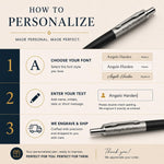Load image into Gallery viewer, Personalized Parker Jotter Premium Ballpoint Pen – Black, Custom Engraved Pen Gift for Him &amp; Her,  Doctor,  Wedding, Groomsmen, Anniversary
