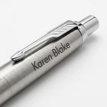 Load image into Gallery viewer, Personalized Parker IM Ballpoint Pen – Stainless Steel | Custom Laser Engraved | Parker Gift Box
