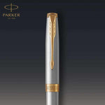 Load image into Gallery viewer, Personalized Parker Sonnet Ballpoint Pen, Engraved Stainless Steel Gold Trim, Executive Gift Box

