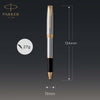 Parker Sonnet Stainless Steel GT Pen Gift Set, Gold Trim Ballpoint or Rollerball Pen, Luxury Executive Gift, Personalized Business Gift