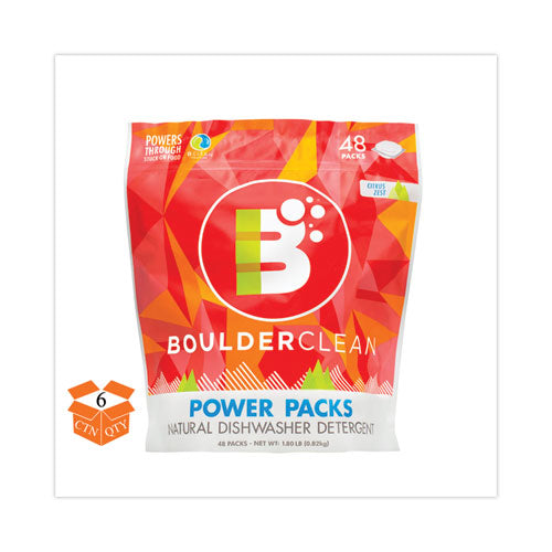 Dishwasher Detergent Power Packs, Citrus Zest, 48 Tab Pouch, 6/carton