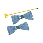 Load image into Gallery viewer, Looped End Mop Kit, Medium Blue Cotton/rayon/synthetic Head, 60&quot; Yellow Metal/polypropylene Handle
