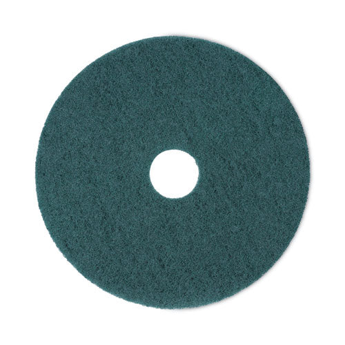 Heavy-duty Scrubbing Floor Pads, 18" Diameter, Green, 5/carton