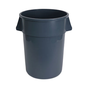 Round Waste Receptacle, 44 Gal, Plastic, Gray