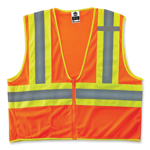 Glowear 8229z Class 2 Economy Two-tone Zipper Vest, Polyester, X-small, Orange, Ships In 1-3 Business Days