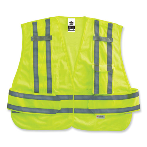 Glowear 8244psv Class 2 Expandable Public Safety Hook And Loop Vest, Polyester, X-large/2xl, Lime, Ships In 1-3 Business Days