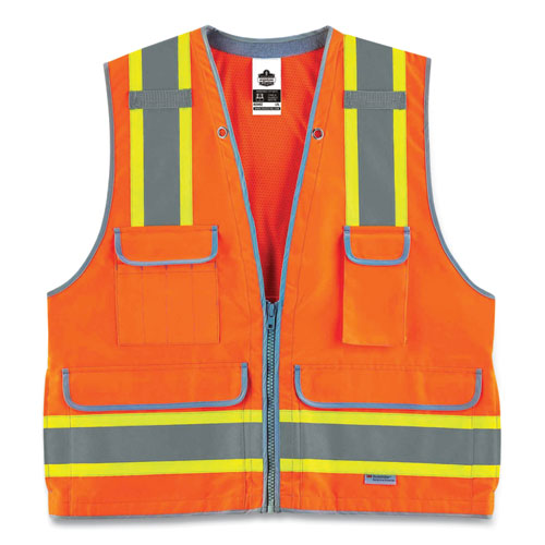 Glowear 8254hdz Class 2 Heavy-duty Surveyors Zipper Vest, Polyester, Small/medium, Orange, Ships In 1-3 Business Days