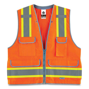 Glowear 8254hdz Class 2 Heavy-duty Surveyors Zipper Vest, Polyester, Small/medium, Orange, Ships In 1-3 Business Days