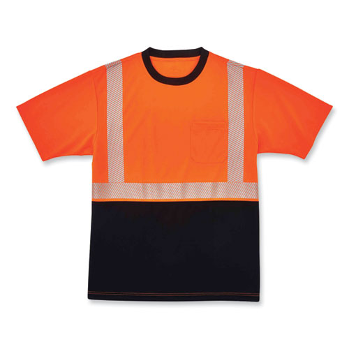 Glowear 8280bk Class 2 Performance T-shirt With Black Bottom, Polyester, Small, Orange, Ships In 1-3 Business Days