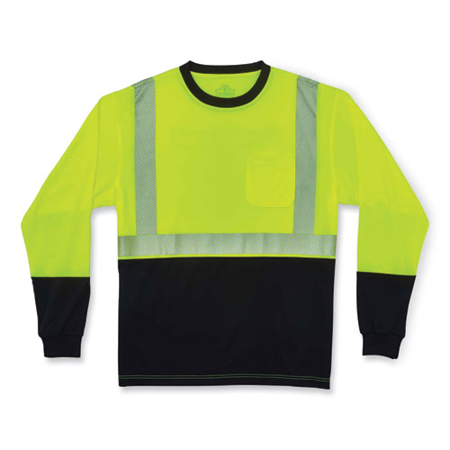 Glowear 8281bk Class 2 Long Sleeve Shirt With Black Bottom, Polyester, 3x-large, Lime, Ships In 1-3 Business Days