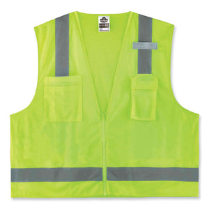 Glowear 8249z Class 2 Economy Surveyors Zipper Vest, Polyester, 4x-large/5x-large, Lime, Ships In 1-3 Business Days