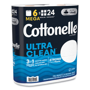 Ultra Cleancare Toilet Paper, Strong Tissue, Mega Rolls, Septic Safe, 1-ply, White, 284/roll, 6 Rolls/pack, 36 Rolls/carton