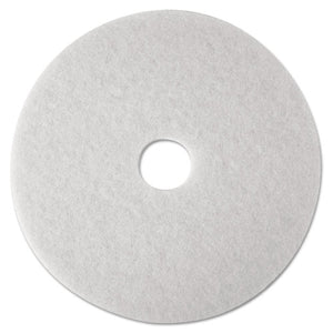 Low-speed Super Polishing Floor Pads 4100, 14" Diameter, White, 5/carton