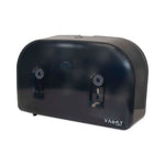 Load image into Gallery viewer, Valay Plastic Mini Jumbo Bath Tissue Dispenser, Two Rolls, 9.75 X 15.87 X 5.25, Black
