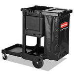 Load image into Gallery viewer, Executive Janitorial Cleaning Cart, Plastic, 4 Shelves, 1 Bin, 12.1&quot; X 22.4&quot; X 23&quot;, Black

