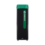 Load image into Gallery viewer, Sustain Decorative Refuse With Recycling Lid, 15 Gal, Metal/plastic, Black/green
