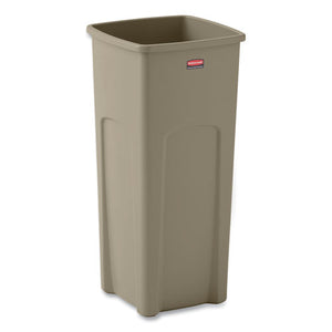 Untouchable Square Waste Receptacle, 23 Gal, Plastic, Beige