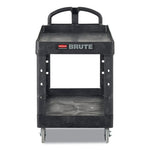 Load image into Gallery viewer, Heavy-duty Utility Cart With Lipped Shelves, Plastic, 2 Shelves, 500 Lb Capacity, 17.13&quot; X 38.5&quot; X 38.88&quot;, Black
