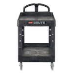 Load image into Gallery viewer, Heavy-duty Utility Cart With Lipped Shelves, Plastic, 2 Shelves, 750 Lb Capacity, 26&quot; X 55&quot; X 33.25&quot;, Black
