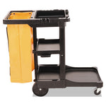 Load image into Gallery viewer, Multi-shelf Cleaning Cart, Plastic, 4 Shelves, 1 Bin, 20&quot; X 45&quot; X 38.25&quot;, Black

