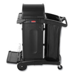 Load image into Gallery viewer, High-security Healthcare Cleaning Cart, Metal, 4 Shelves, 1 Bin, 22&quot; X 48.25&quot; X 53.5&quot;, Black
