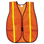 Load image into Gallery viewer, Polyester Mesh Safety Vest, One Size Fits All, Orange With 0.75&quot; Lime Green Stripe

