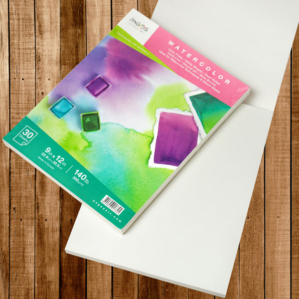 Pagos Watercolor Paper – 30 White Sheets (9x12 inch) x 2 Pack – Pagos Art