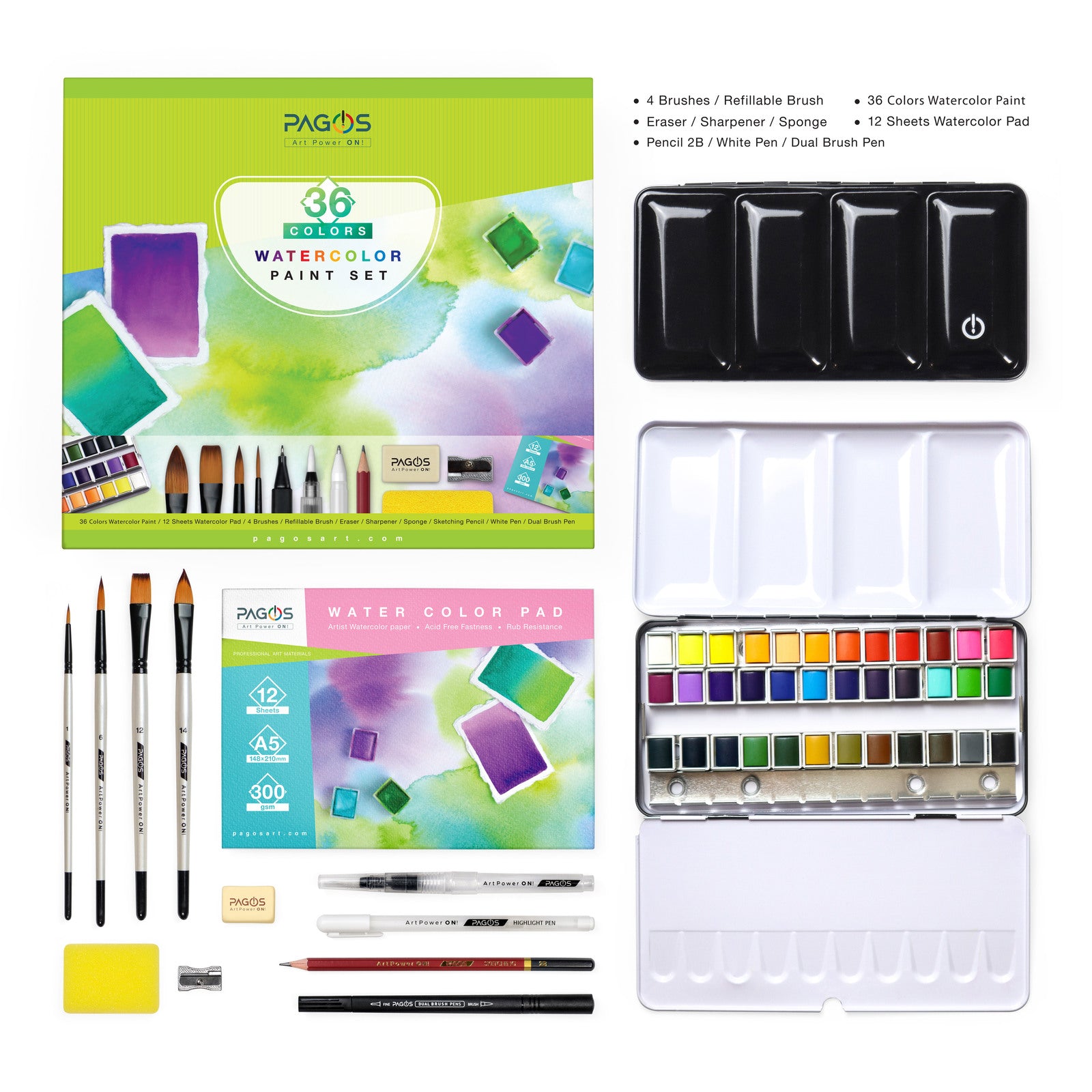 24 Colors Watercolor Paint Set with Brush - Madukani Online Shop