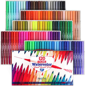 Watercolor Dual Brush Pens 120 Pieces Set – Pagos Art