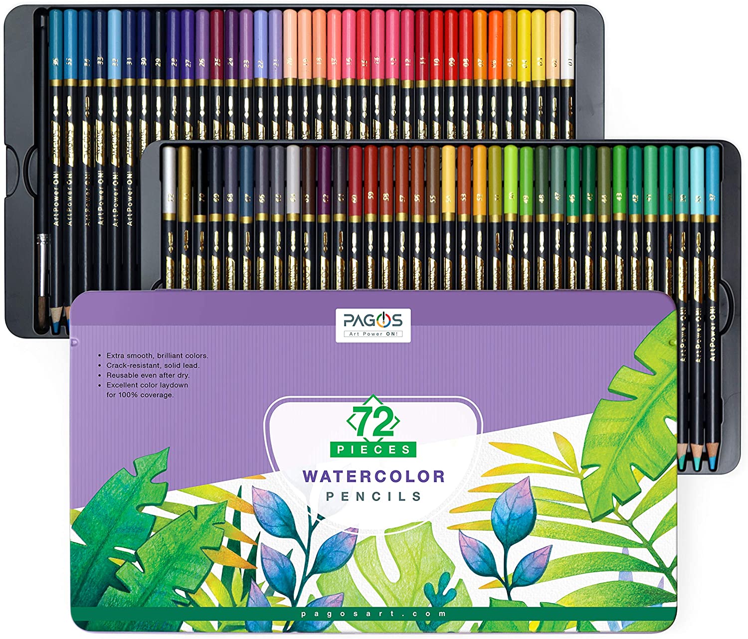 Set of 72 Watercolor Pencil in Tin Box - China Color Pencil