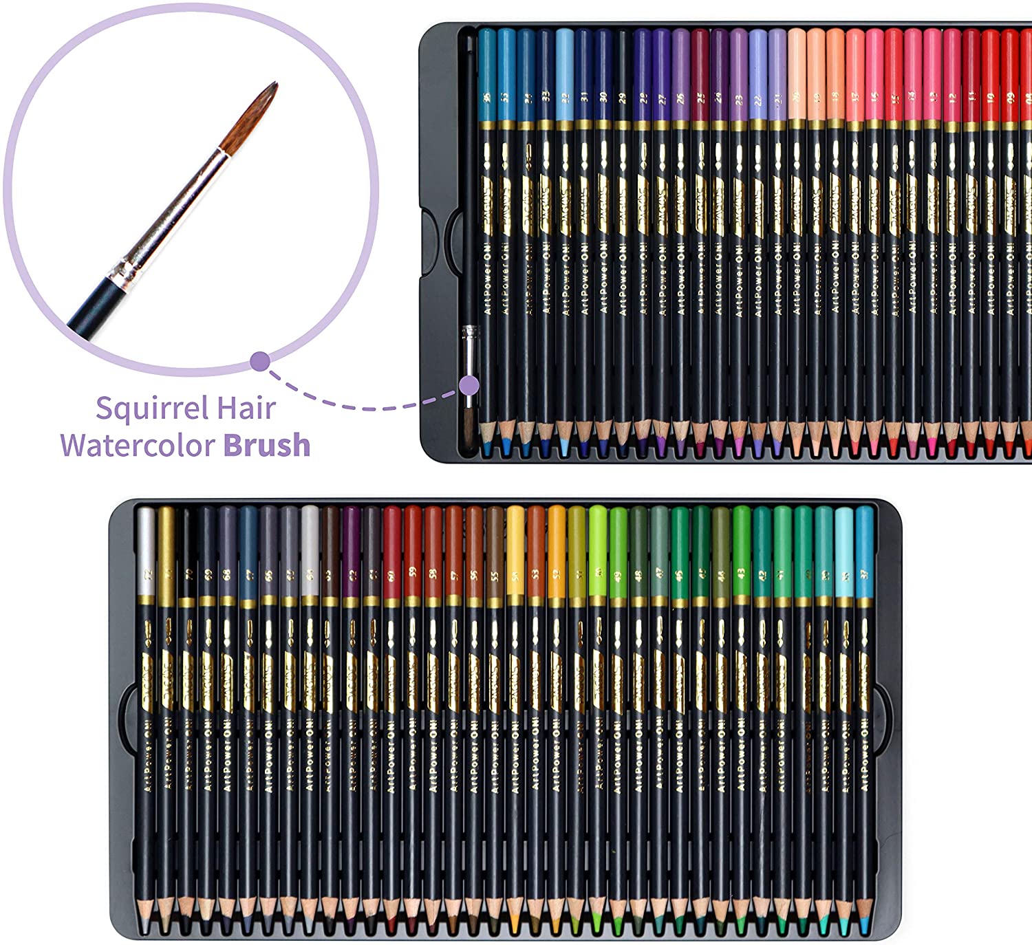 72 Professional Watercolor Pencils Art Drawing Numbered Soluble Pencil Set